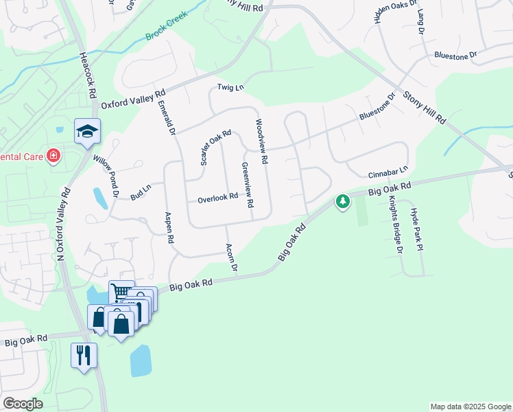 map of restaurants, bars, coffee shops, grocery stores, and more near 236 Greenview Road in Yardley