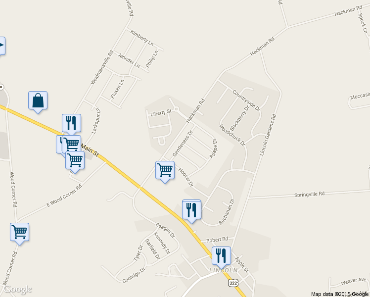 map of restaurants, bars, coffee shops, grocery stores, and more near 10 Patience Lane in Ephrata