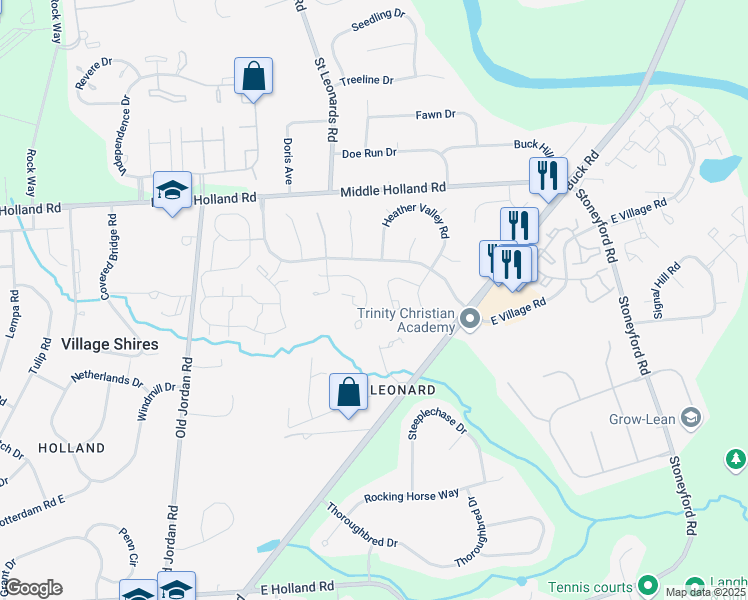 map of restaurants, bars, coffee shops, grocery stores, and more near 2703 Potters Place in Holland