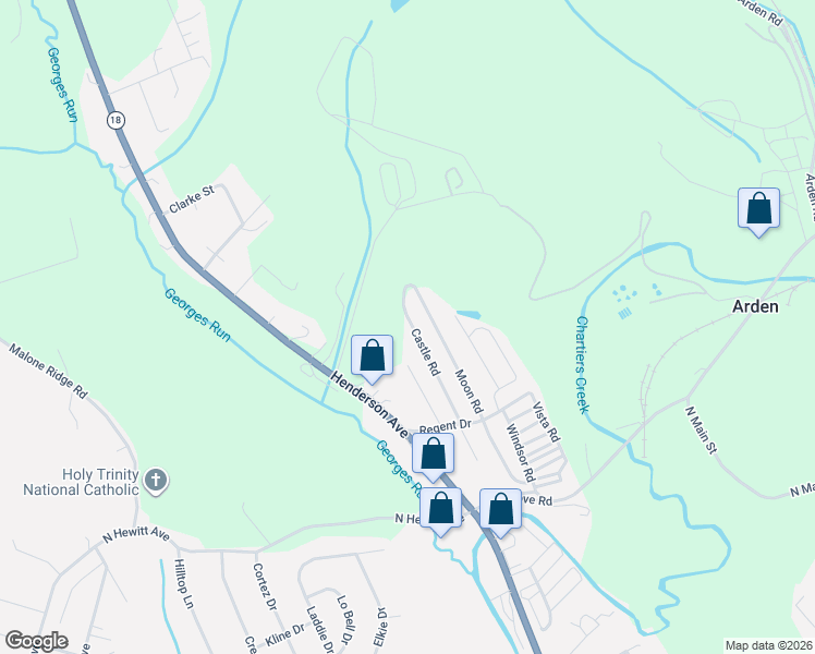 map of restaurants, bars, coffee shops, grocery stores, and more near 417 Castle Road in Washington