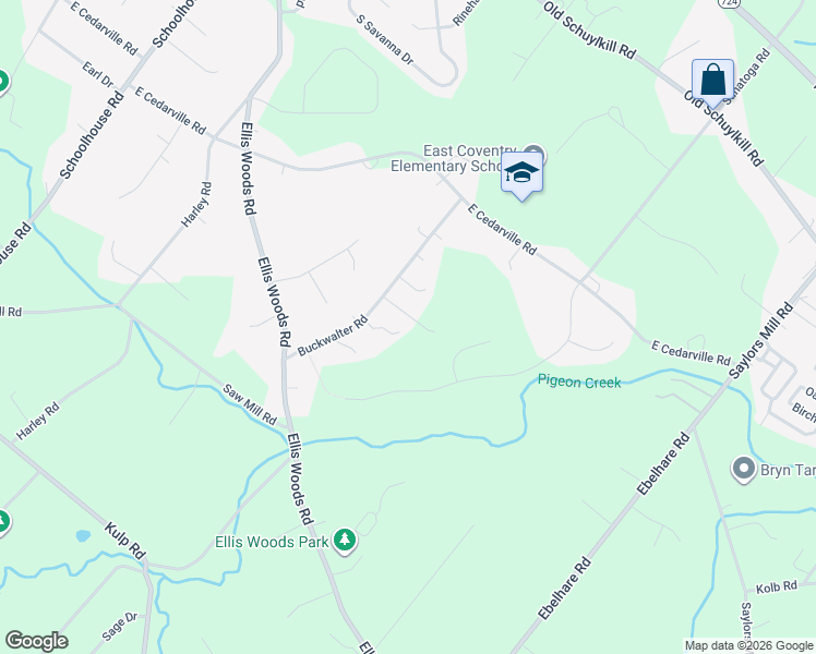 map of restaurants, bars, coffee shops, grocery stores, and more near 116 Buckwalter Road in Pottstown