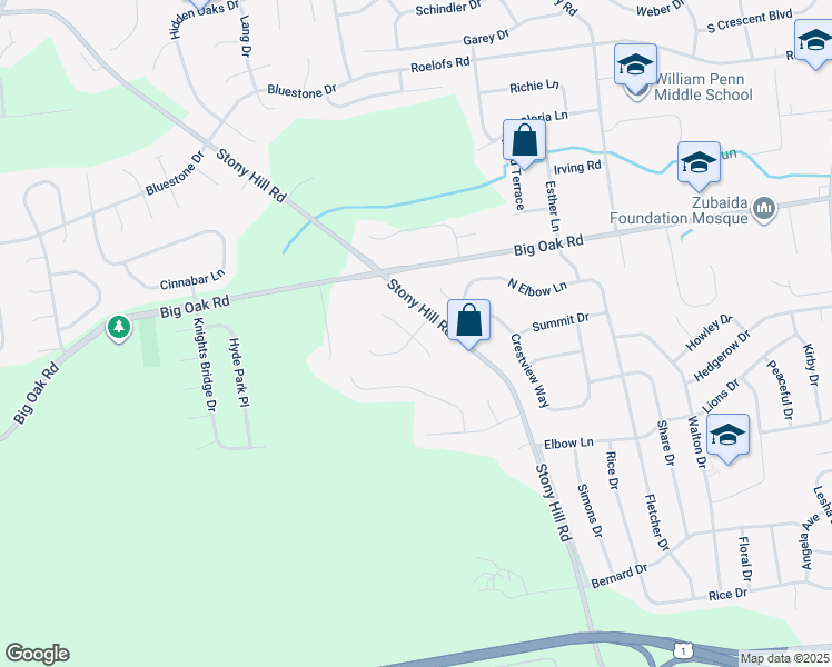 map of restaurants, bars, coffee shops, grocery stores, and more near 200 Hyacinth Drive North in Yardley