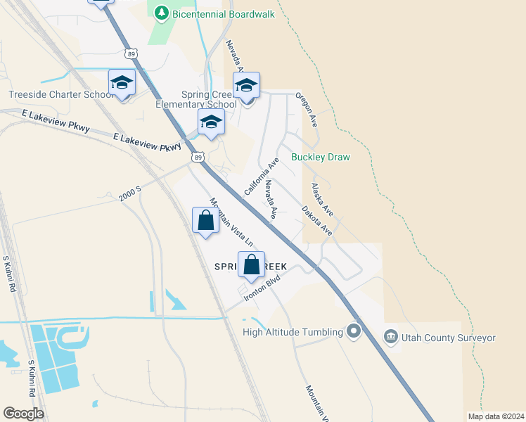 map of restaurants, bars, coffee shops, grocery stores, and more near 2179 South State Street in Provo