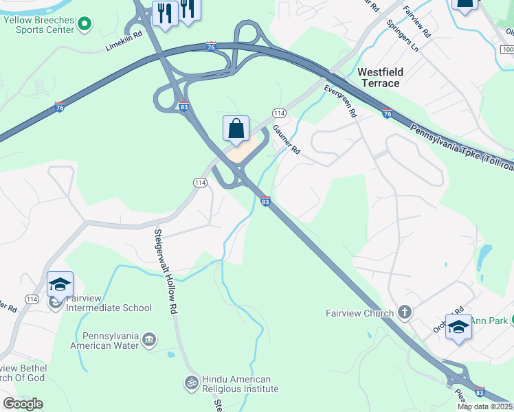 map of restaurants, bars, coffee shops, grocery stores, and more near 670 YMCA Dr in New Cumberland