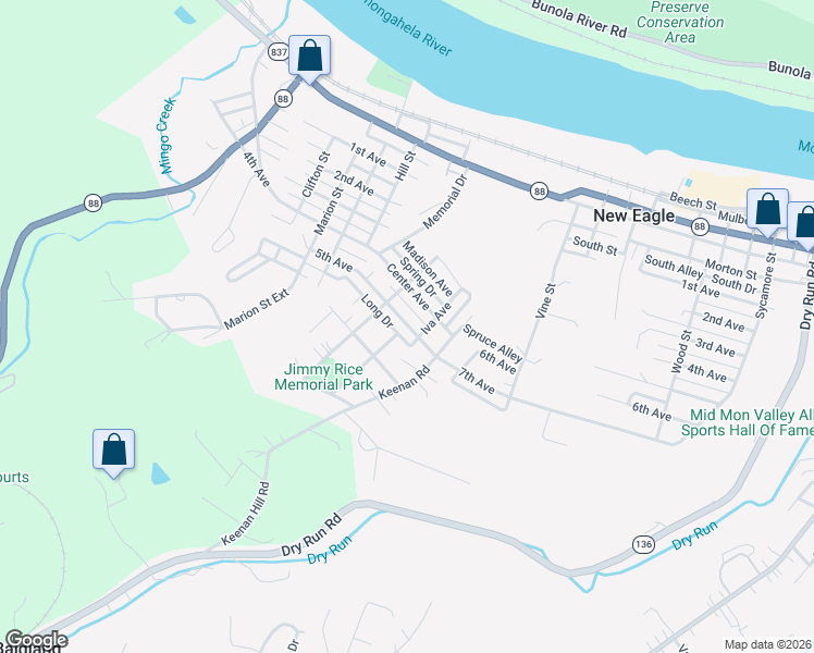 map of restaurants, bars, coffee shops, grocery stores, and more near 332 7th Avenue in New Eagle