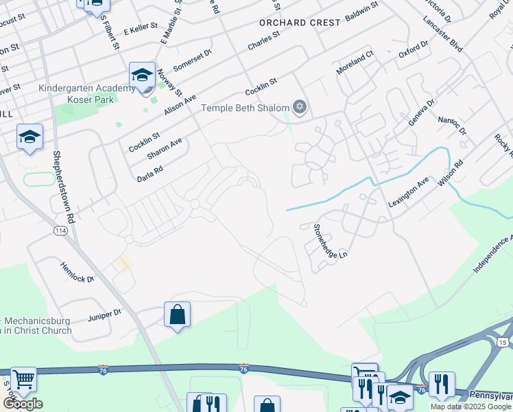 map of restaurants, bars, coffee shops, grocery stores, and more near 1017 South Market Street in Mechanicsburg