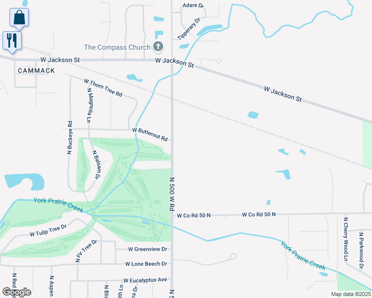 map of restaurants, bars, coffee shops, grocery stores, and more near 1306 North 500 West Road in Muncie