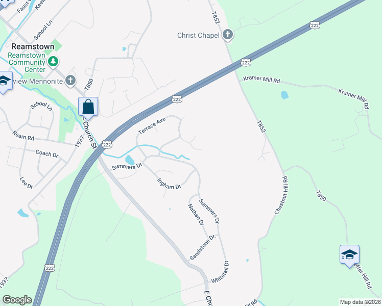 map of restaurants, bars, coffee shops, grocery stores, and more near 13 East Horseshoe Drive in Stevens