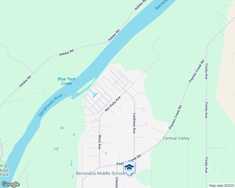map of restaurants, bars, coffee shops, grocery stores, and more near 590 Rio Vista Avenue in Red Bluff