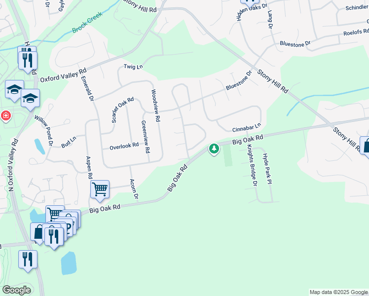 map of restaurants, bars, coffee shops, grocery stores, and more near 1355 Violetwood Court in Morrisville