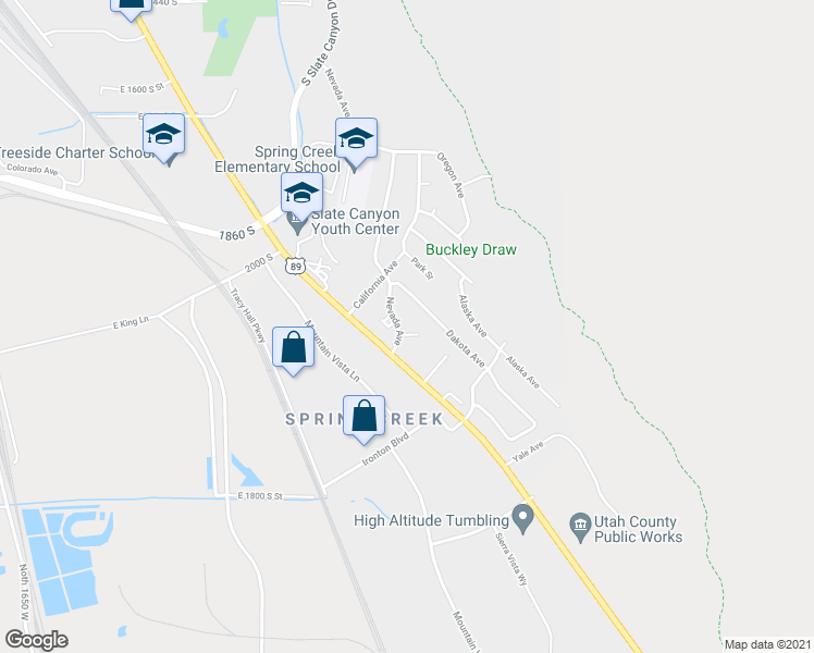 map of restaurants, bars, coffee shops, grocery stores, and more near 2149 Nevada Avenue in Provo