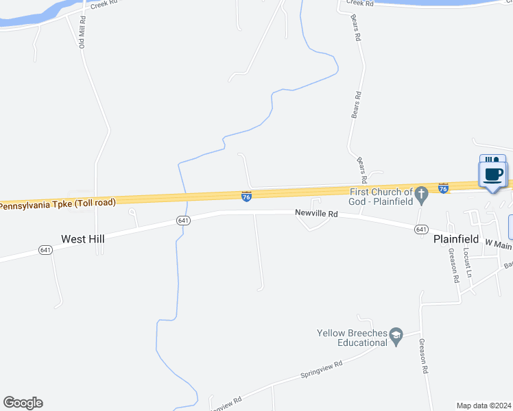map of restaurants, bars, coffee shops, grocery stores, and more near 2127 Newville Road in Carlisle