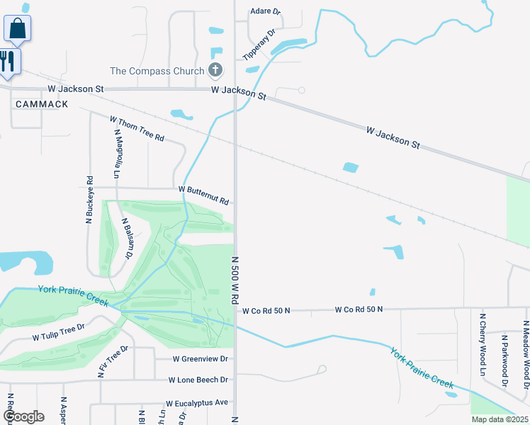 map of restaurants, bars, coffee shops, grocery stores, and more near 1310 North 500 West Road in Muncie