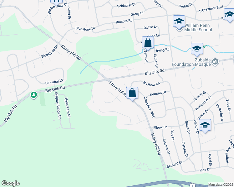 map of restaurants, bars, coffee shops, grocery stores, and more near 200 Hyacinth Drive North in Yardley