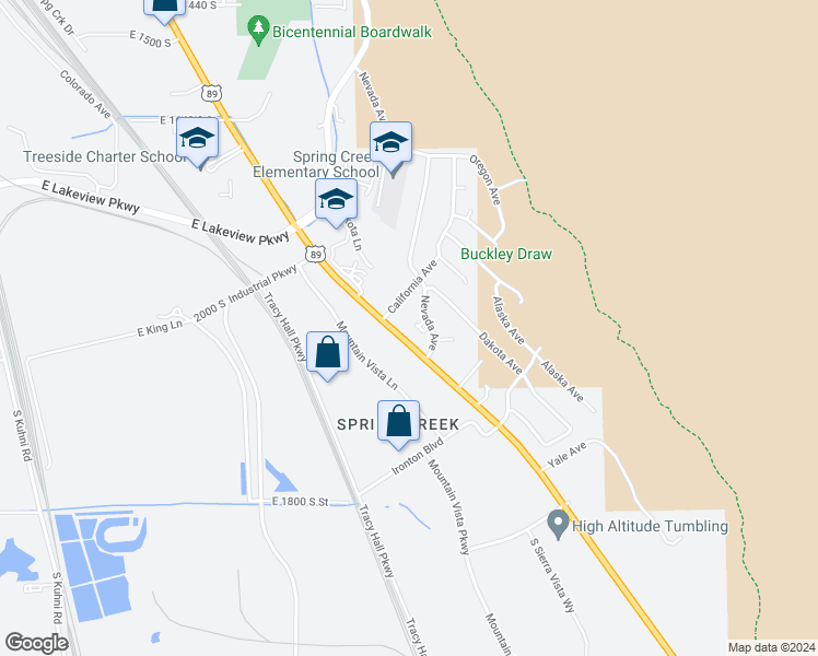 map of restaurants, bars, coffee shops, grocery stores, and more near 2179 South State Street in Provo