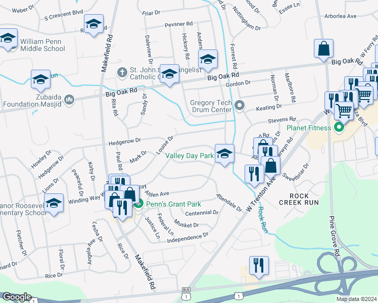 map of restaurants, bars, coffee shops, grocery stores, and more near 209 Winding Way in Morrisville