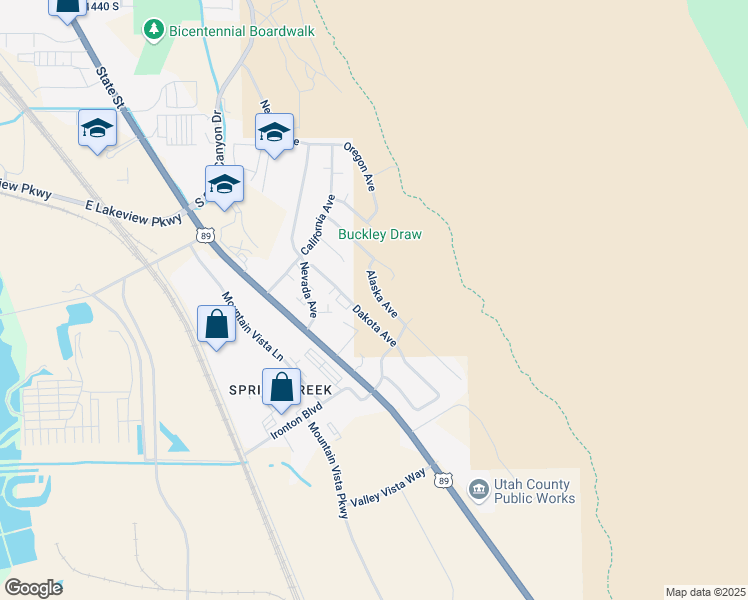 map of restaurants, bars, coffee shops, grocery stores, and more near 2142 Alaska Avenue in Provo