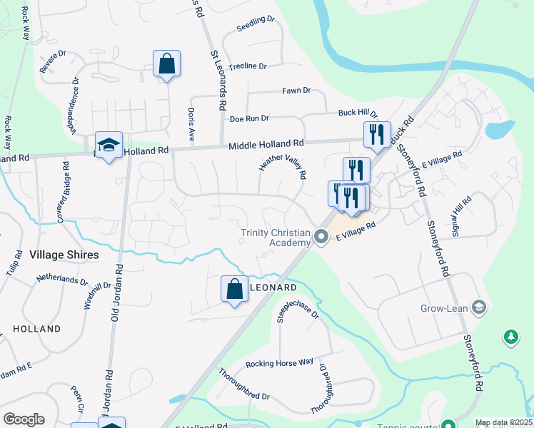 map of restaurants, bars, coffee shops, grocery stores, and more near 62 Portsmouth Court in Holland