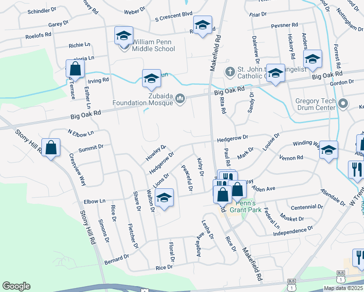 map of restaurants, bars, coffee shops, grocery stores, and more near 80 Hedgerow Drive in Morrisville