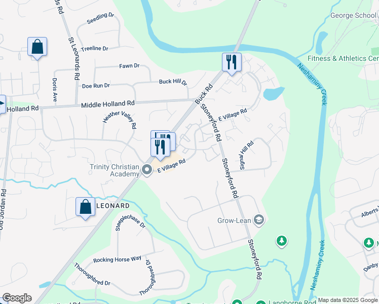 map of restaurants, bars, coffee shops, grocery stores, and more near 30018 Beacon Hill Drive in Churchville