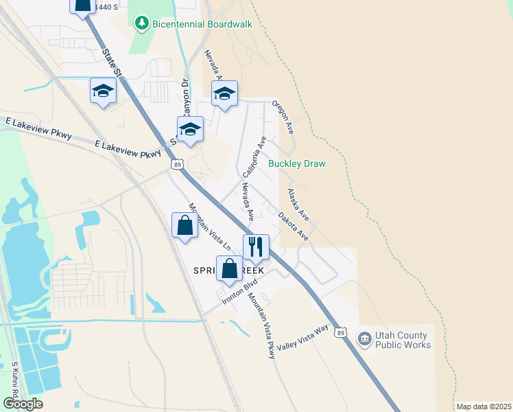 map of restaurants, bars, coffee shops, grocery stores, and more near 2149 Nevada Avenue in Provo