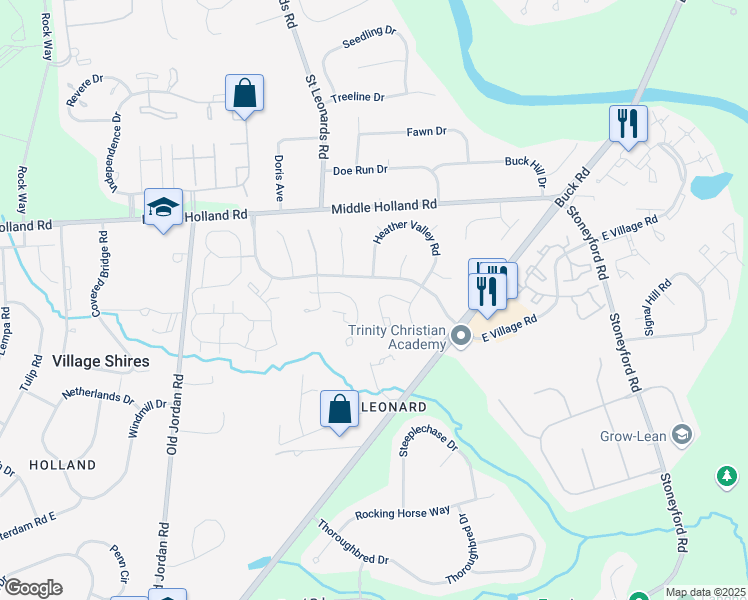 map of restaurants, bars, coffee shops, grocery stores, and more near 2703 Potters Place in Holland