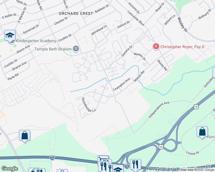 map of restaurants, bars, coffee shops, grocery stores, and more near 200 Stonehedge Lane in Mechanicsburg