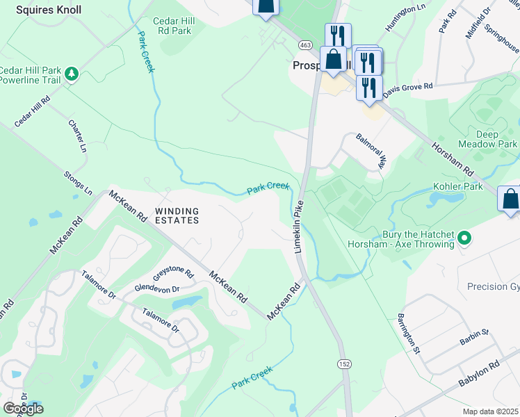 map of restaurants, bars, coffee shops, grocery stores, and more near 495 Grouse Circle in Ambler