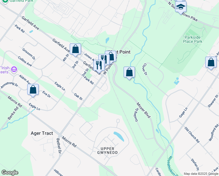 map of restaurants, bars, coffee shops, grocery stores, and more near 29 Finley Court in Lansdale