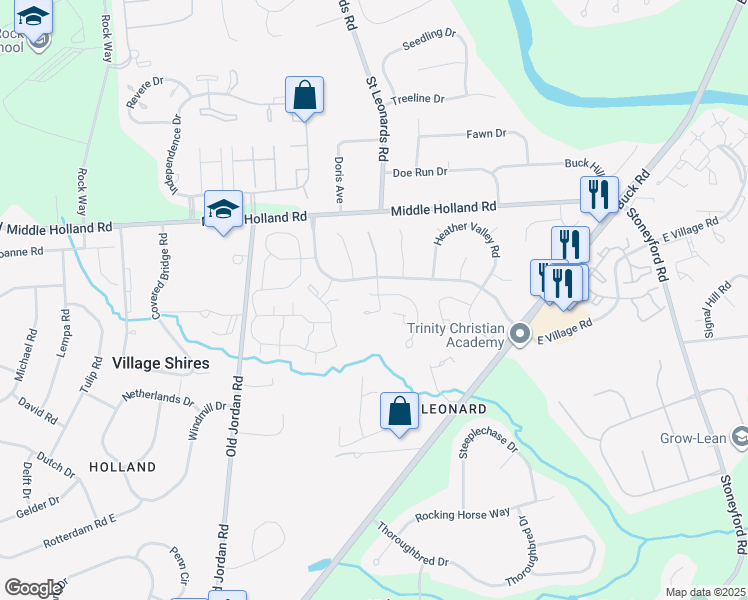 map of restaurants, bars, coffee shops, grocery stores, and more near 3303 Freemans Lane in Holland