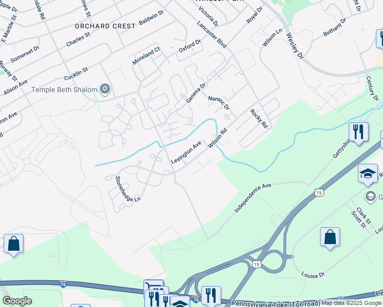 map of restaurants, bars, coffee shops, grocery stores, and more near 522 Lexington Avenue in Mechanicsburg
