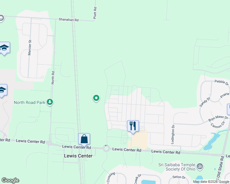 map of restaurants, bars, coffee shops, grocery stores, and more near 1914 Linden Street in Lewis Center