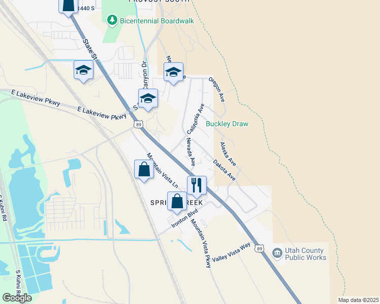 map of restaurants, bars, coffee shops, grocery stores, and more near 2149 Nevada Avenue in Provo
