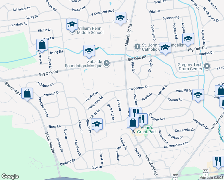map of restaurants, bars, coffee shops, grocery stores, and more near 90 Hedgerow Drive in Morrisville