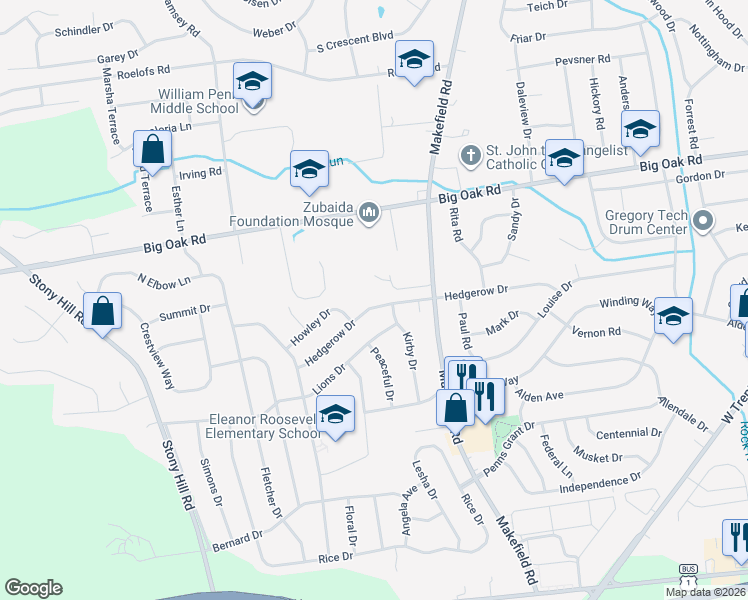 map of restaurants, bars, coffee shops, grocery stores, and more near 130 Lions Drive in Morrisville