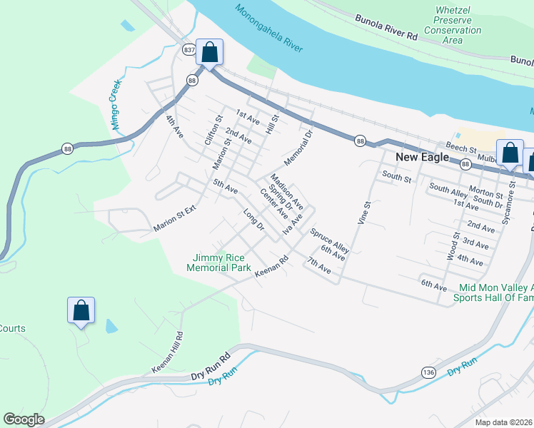 map of restaurants, bars, coffee shops, grocery stores, and more near 332 7th Avenue in New Eagle