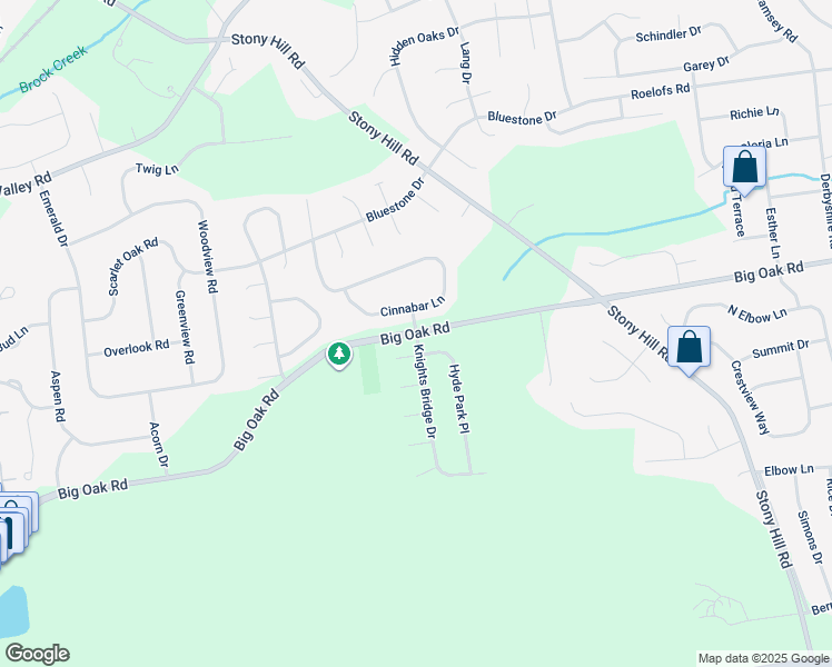 map of restaurants, bars, coffee shops, grocery stores, and more near Big Oak Road in Bucks County