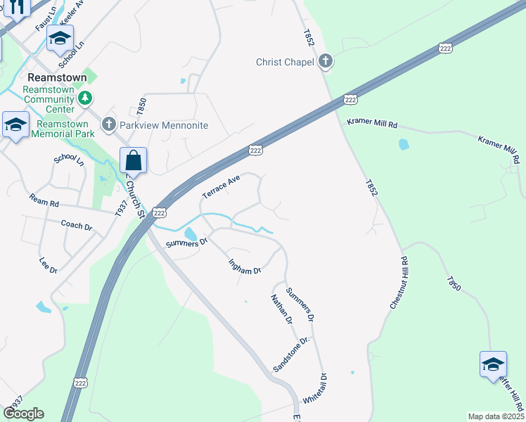 map of restaurants, bars, coffee shops, grocery stores, and more near 5 East Horseshoe Drive in Stevens