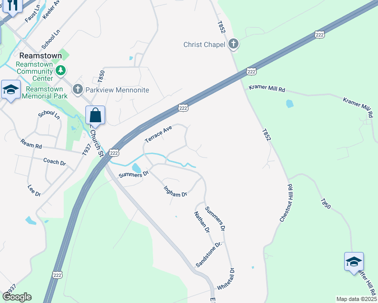 map of restaurants, bars, coffee shops, grocery stores, and more near 5 East Horseshoe Drive in Stevens