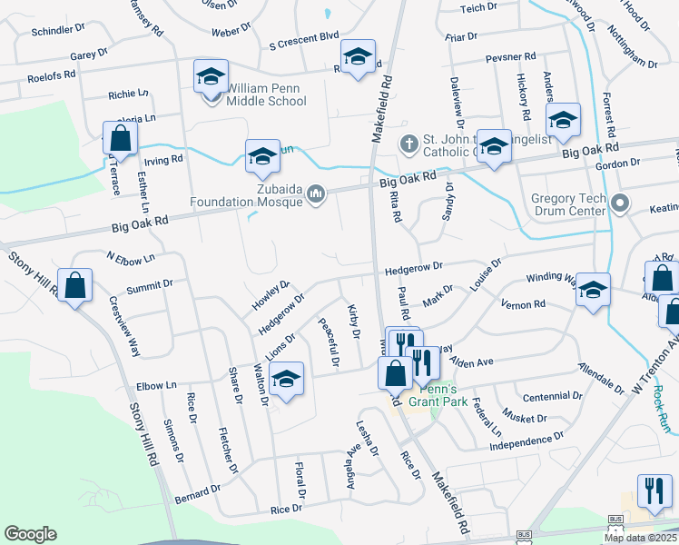 map of restaurants, bars, coffee shops, grocery stores, and more near 90 Hedgerow Drive in Morrisville