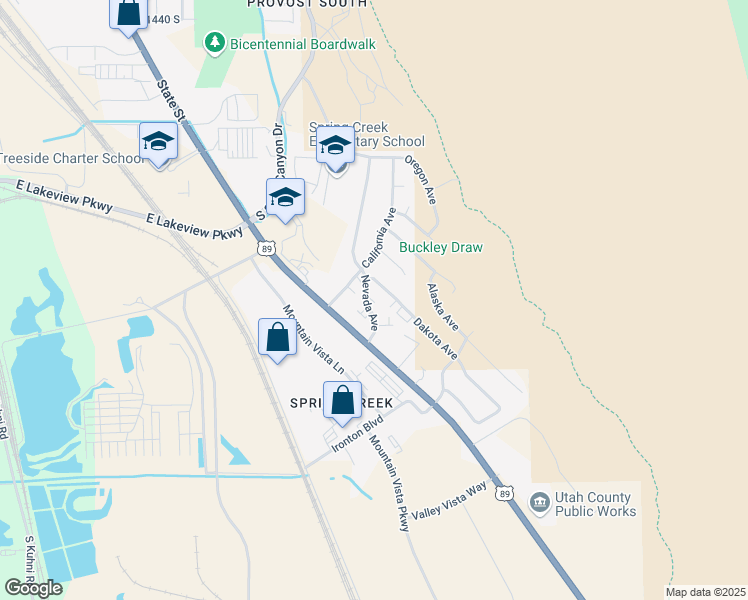 map of restaurants, bars, coffee shops, grocery stores, and more near 2091 Nevada Avenue in Provo