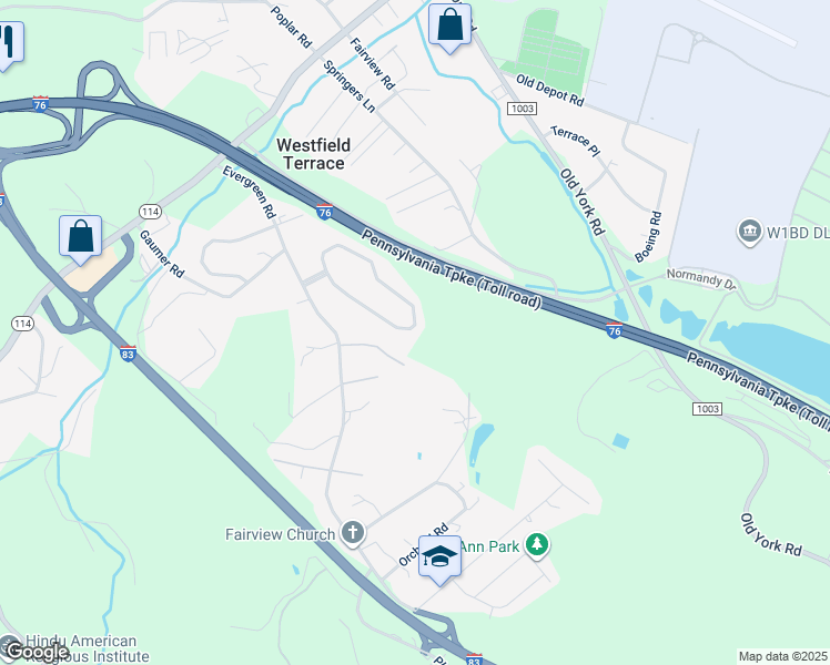 map of restaurants, bars, coffee shops, grocery stores, and more near 100 Pleasant View Terrace in New Cumberland