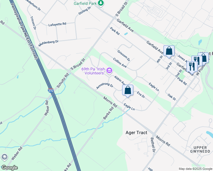 map of restaurants, bars, coffee shops, grocery stores, and more near 1965 Armstrong Drive in Lansdale