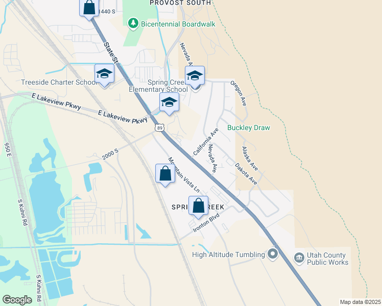 map of restaurants, bars, coffee shops, grocery stores, and more near 2021 South State Street in Provo