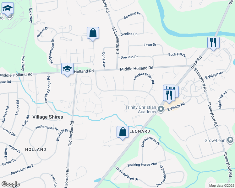 map of restaurants, bars, coffee shops, grocery stores, and more near 2 Springwood Place in Southampton