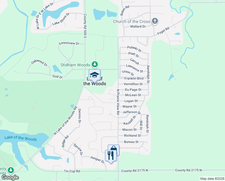 map of restaurants, bars, coffee shops, grocery stores, and more near 2006 Middletown Drive in Mahomet