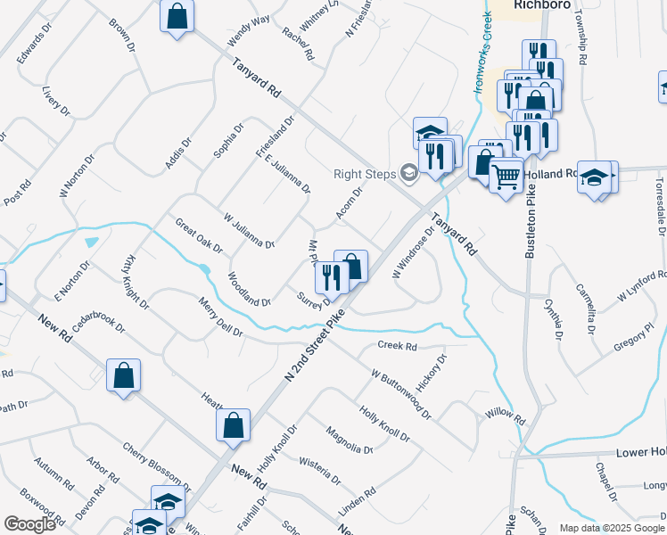 map of restaurants, bars, coffee shops, grocery stores, and more near 41 Mount Pleasant Drive in Churchville