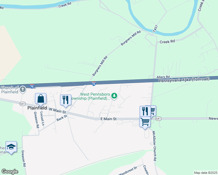 map of restaurants, bars, coffee shops, grocery stores, and more near 18 Young Drive in Carlisle
