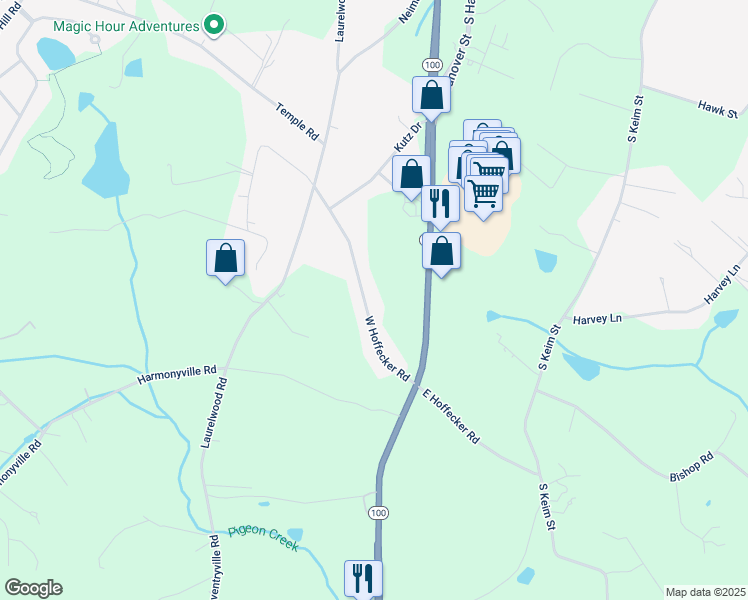 map of restaurants, bars, coffee shops, grocery stores, and more near 399 West Hoffecker Road in Pottstown