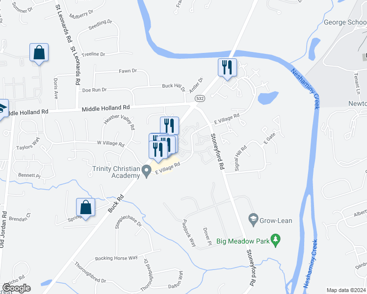map of restaurants, bars, coffee shops, grocery stores, and more near 24024 Beacon Hill Drive in Southampton